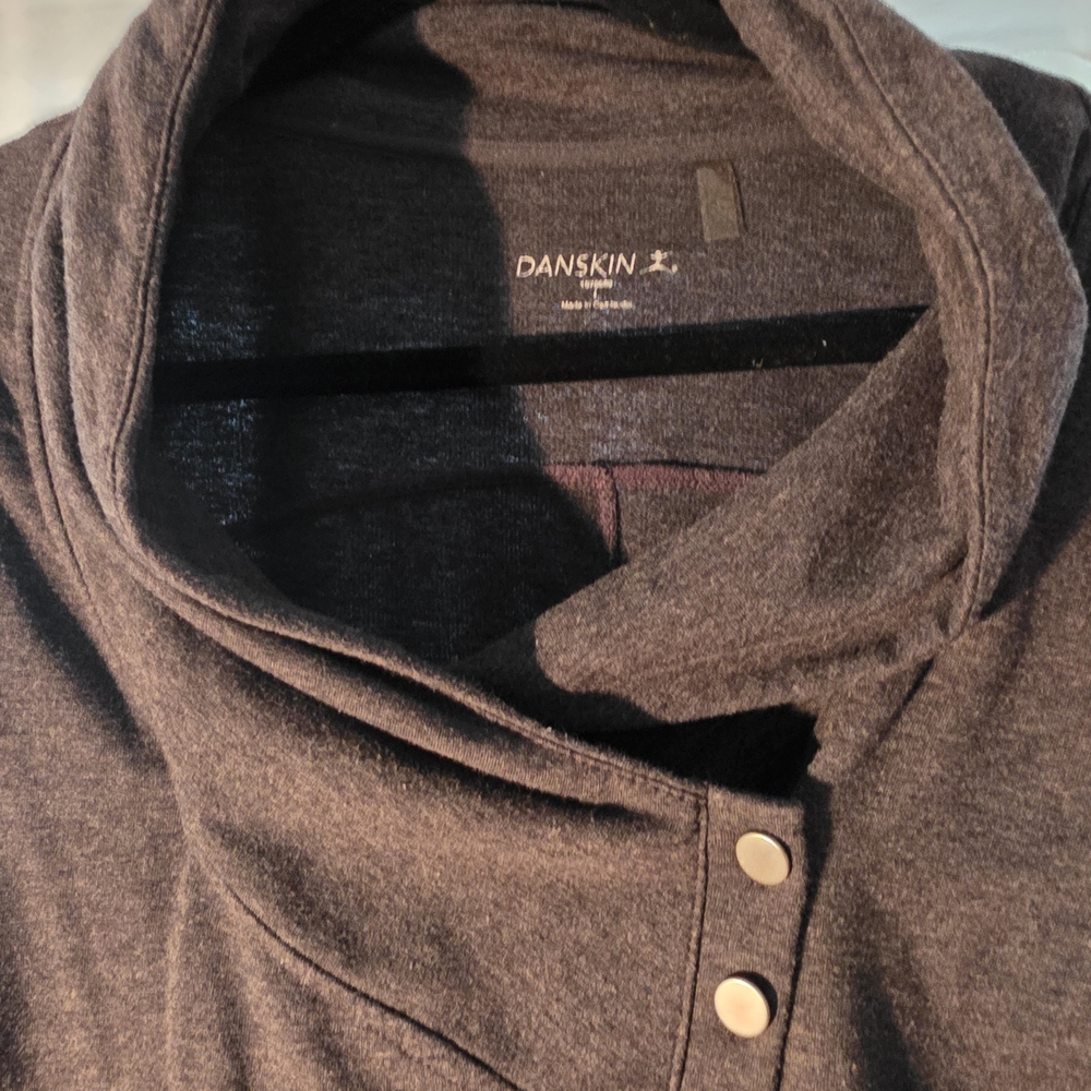 Danskin Gray Sweatshirt with Button Detail - Picture 2 of 3